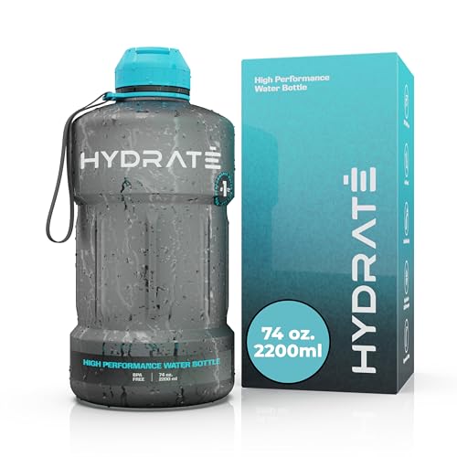 HYDRATE Bottles 2.2L Large Water Bottle – Leak Proof Design – BPA Free Impact Resistant Plastic – Unique Design – Ideal for Gym, Workout, Camping, and Office Use – Blue