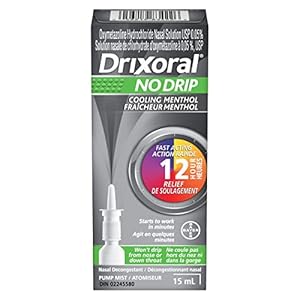 Drixoral No Drip Cool Menthol Spray, Cooling Sensation with 12 Hour Relief, 15ml