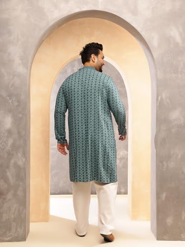 Image of SOJANYA Plus (Since 1958) Men's Cotton Ethnic Motifs Embroidered Long Kurta