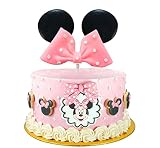 Pink Mouse Cake Topper Bow and Ears Party Supplies Decorations for Baby Girls Birthday