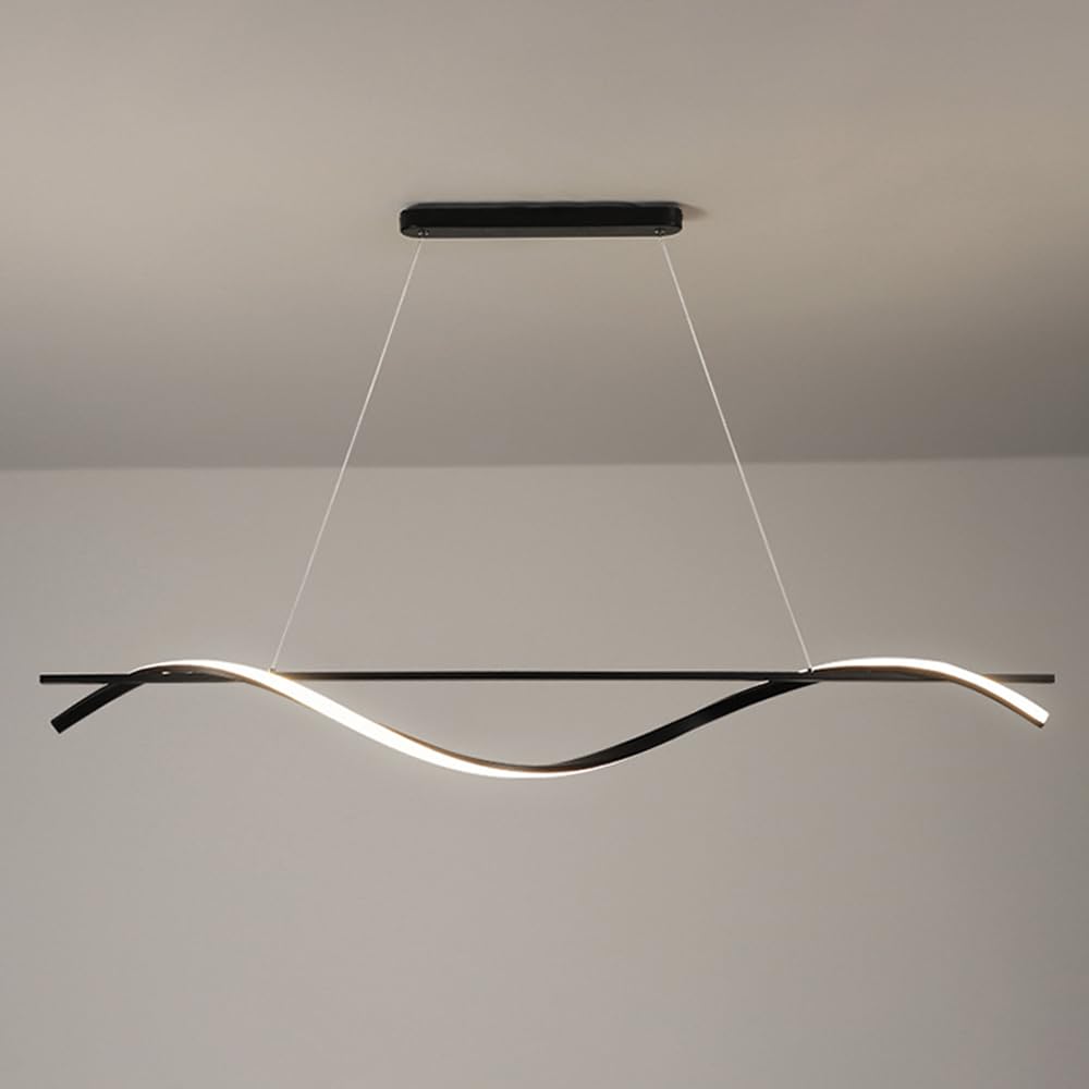 Podwieszana lampa sufitowa LED, lampa LED z falowanymi liniami i regulowaną wysokością do kuchni, jadalni, salonu, biura lub baru.