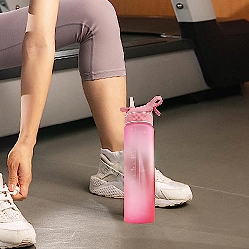 PBENO Bouteille d'eau Vaporisateur Sports Bouteille d'eau avec marqueur et Paille Grande capacité Inspirant Bureau Fitness Exercice Bouilloire Tasse à Eau Gourde(C) – vue 8