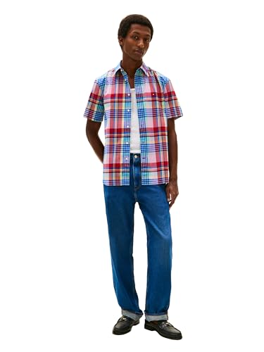 Image of Tommy Hilfiger Men's Short Sleeve Poplin Shirts in Regular Fit, Men's Button Down Shirts