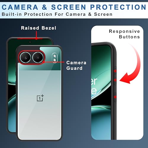 Image of CEDO Backcover for OnePlus Nord 4 (5G) | Camera Protection Bump Shockproof Edge | Ultra Hybrid Transparent Acrylic Clear TPU+PC Hard Backcase Cover (Black)