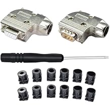 DB9 Breakout Connectors,DB9 Solder Connector,RS232 D-SUB Male&Female Serial Adapters 9pin Port Breakout Board Solder Module,90 Degree Angle Metal Hood with case Long Bolts Tail Pipe