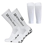 Lixada Fußballsocken und Wadenärmel-Set,antirutschsocken sport Erwachsene Herren Stutzen Stutzenstrumpf,Unisex Laufsocken Kompressionsstretch-Socken Sportliche Fußball-Socken mit Griffen,1 Paar(39-46)