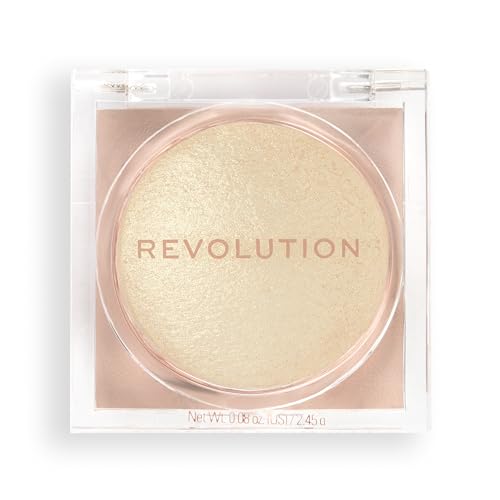 Revolution Beam Bright Highlighter – Iluminador facial efecto glow, fórmula polvo-a-líquido, vegano y libre de crueldad - Golden Gal