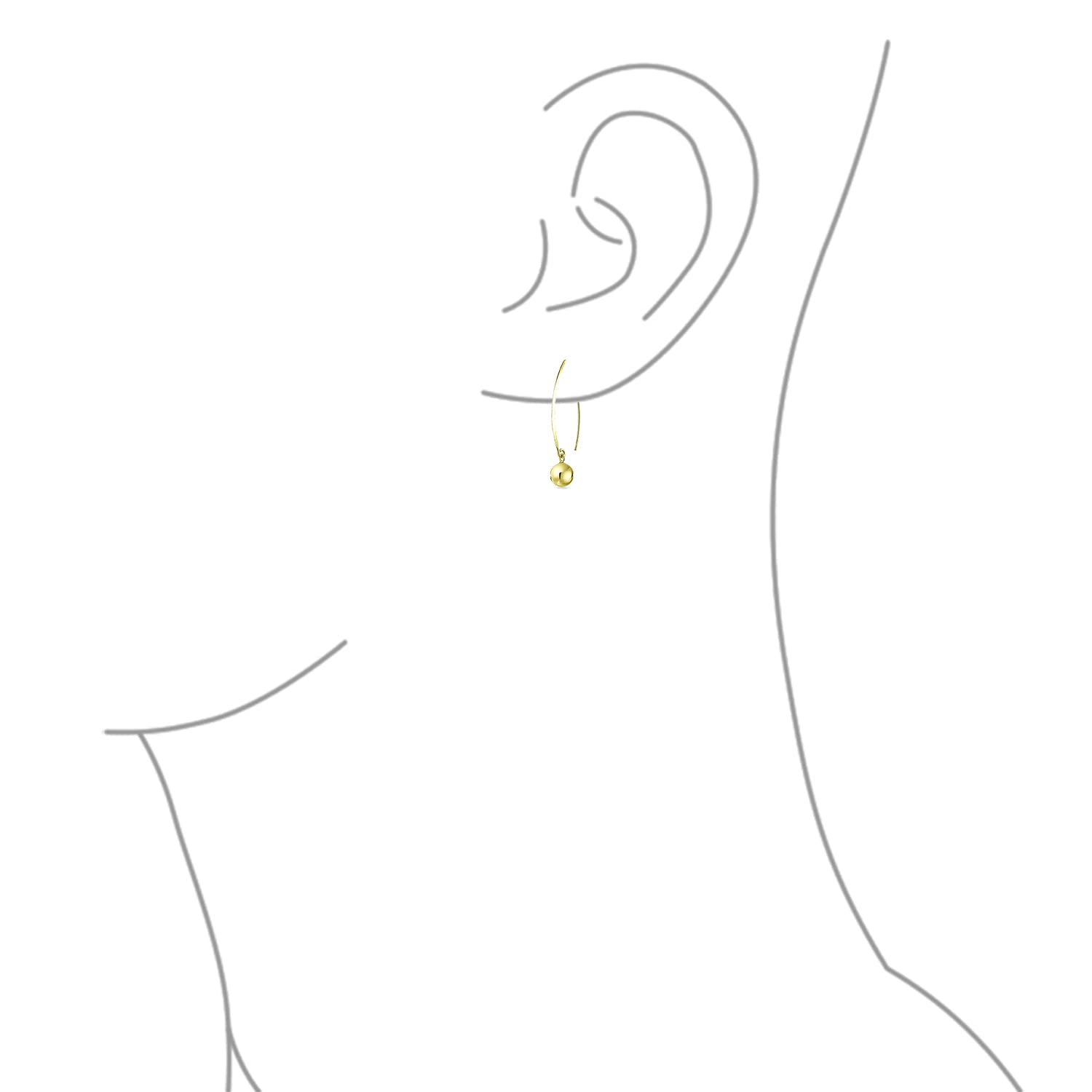 Orecchini a filo lungo e sottile con design geometrico minimalista, perline sfalsate, per donna e adolescente, placcati in oro giallo 14K, argento sterling .925, perla da 8MM.