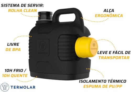 Garrafão Térmico Supertermo 5 Litros Preto Amarelo Termolar