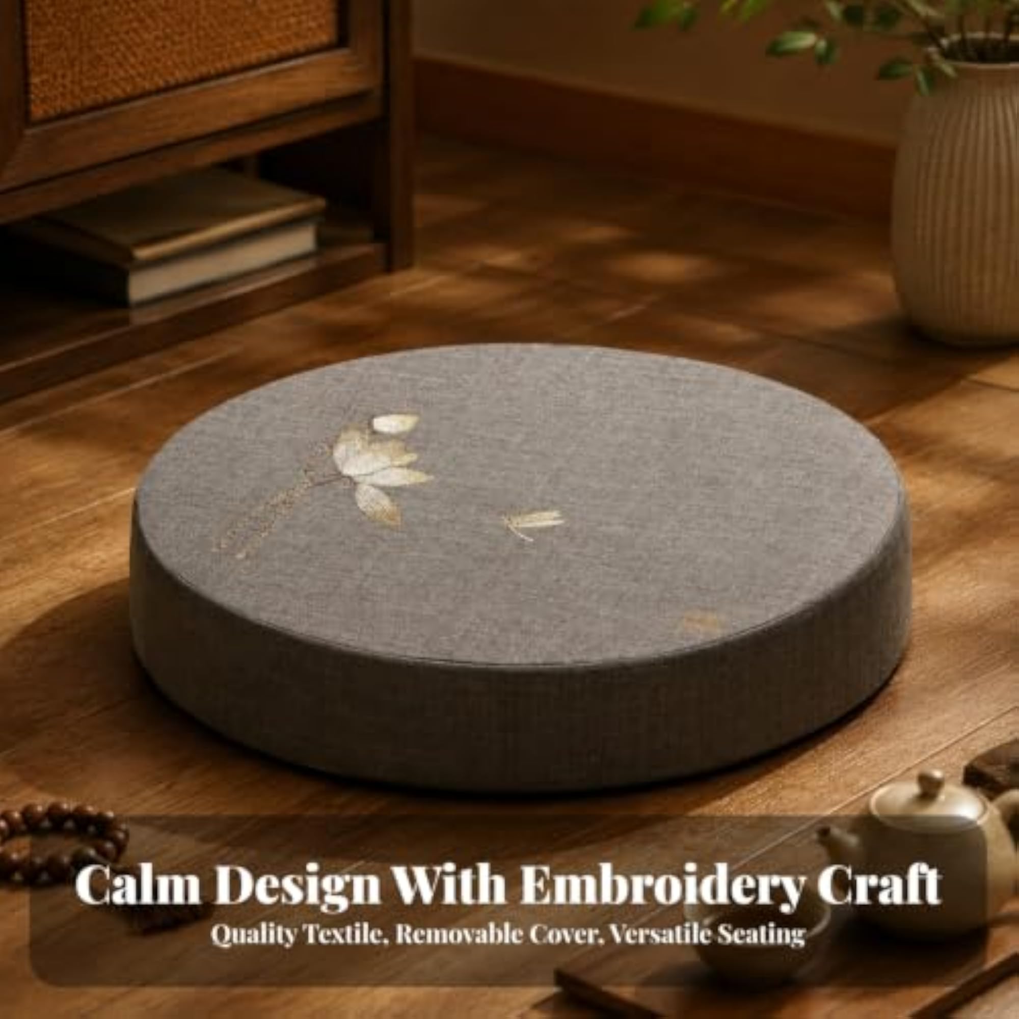 Washable Round Floor Cushion with Removable Cover