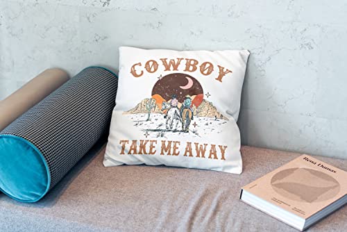 Oflich Retro Western Cowboy Take Me Away Throw Pillow Case 18″×18″,Vintage Desert And Cactus Decorative Cushion Cover For Farmhouse Home Living Room Bedroom,Gifts For Wild West Nature Lovers Cowboy #TOP1