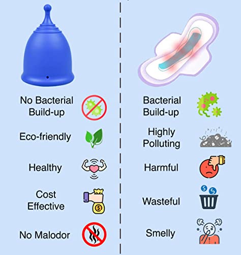 SHORDY Menstrual Cup, Single Pack (Large) with Box, Soft & Flexible, Copa Menstrual Kit for Women | Up to 12 Hours of Comfort, Eco-Friendly & Safer Alternative to Pads & Tampons (Blue)