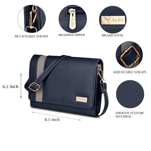 Image of ALSU Women's trendy Sling Bag | handbag | purse | crossbody bag| deattachable straps | adjustable straps |card slots side bag| phone pocket
