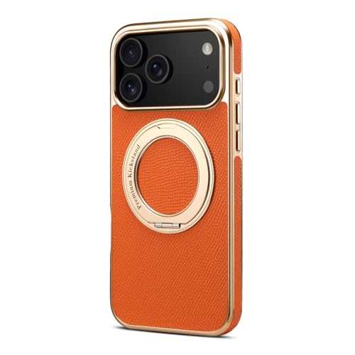 Coque en cuir de vachette authentique pour iPhone 17 Pro avec finitions galvanisées