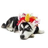 Zoo Snoods Unicorn Costume for Dogs, Medium - Warm No Flap Ear Wrap Hood for Pets, Dog Outfit for Wi