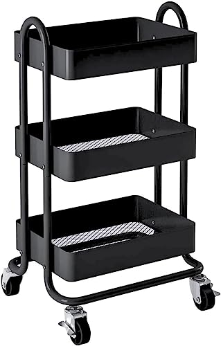 CARRINHO ORGANIZADOR MULTIUSO 3 PRATELEIRAS PRETO BERLIM