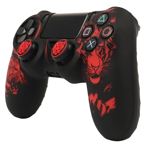 Image of RALAN Tiger HeadDesign Controller Skin Cover with 2 Thumb Grips Compatible with PS4 /Playstation 4 Slim /Pro Controller
