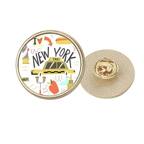 Broche dorée New York Liberty illustration fine en métal pour une élégance intemporelle