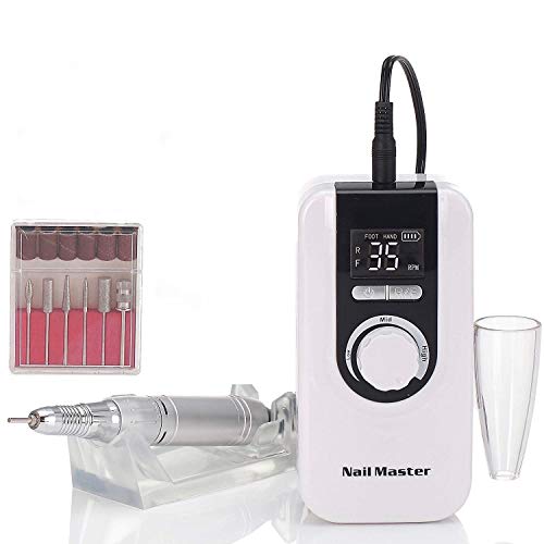 Miss Sweet RPM35000 Professional Rechargeable Portable Nail Drill Acrylic Nail Machine Electric Nail File for Acrylic (White)