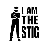 I Am The Stig Parody Sticker Vinyl Decal Notebook Car Window Laptop 4.25' x 4.5' (Black)