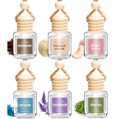 AROIC Car Air Freshener for Women, 6 Pack Air Freshener Diffuser, Hanging Air Fragrance Essential Oil Diffuser, Long Lasting Fragrance Fresheners Scents Accessories Cute Car Interior Unisex