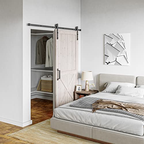 200CM Schiebetür Komplettset laufschienen Schiebetürsystem schiene mit Bodenführung Holz Schiebetürbeschlag, Nachrüsten
