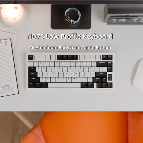 Image of Chilkey ND75 LP Low Profile Aluminum Mechanical Keyboard, 75 Percent Wireless Gaming Keyboard w /Screen, Tri-Mode, Quick Disassembly, RGB Backlit Key Board for Laptop Office PC (White)