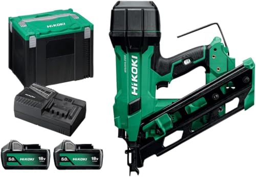 HiKOKI NR1890DCAJPZ 18 V Brushless 90 mm Clipped-Head Framing Nailer Kit – 2×5.0 Ah Batteries, Charger, Case, Air-Spring Gasless Drive, Dual Modes, LED, Dry-Fire Lockout