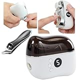 Elektrischer Nagelknipser + Schrägknipser Set – 3-in-1 Nagelfeile mit LED, Alloy-Klinge, leise & vibrationsarm – Inkl. Nagelstaubbehälter, langlaufend & kindersicher/Für Maniküre, Pediküre & Familie