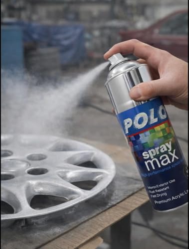 Image of Polo Spray Paint for Metal,Wood,Walls and Automotive Cars,Bikes(Multipurpose)|Quick Drying|Durable|400ml (Chrome)