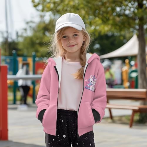 Girls Boys Hoodie Casual Zip Up Pullover Long Sleeve Coat with Pockets Fall Winter Thick Jacket for Kids4