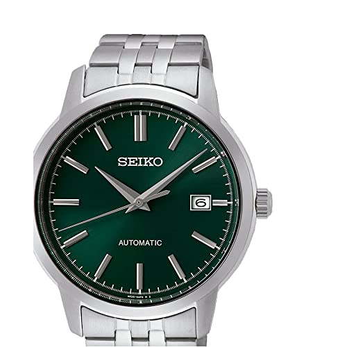 Seiko Analogue Green Dial Men's Watch-SRPH89K1 Stainless Steel, Silver Strap