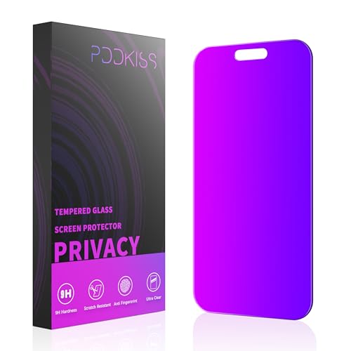 Image of PDDKISS Compatible for iPhone 17 Air Privacy Screen Protector 6.5 Inch, Purple Gradient Anti Spy Anti Blue Light HD Tempered Glass Easy Installation