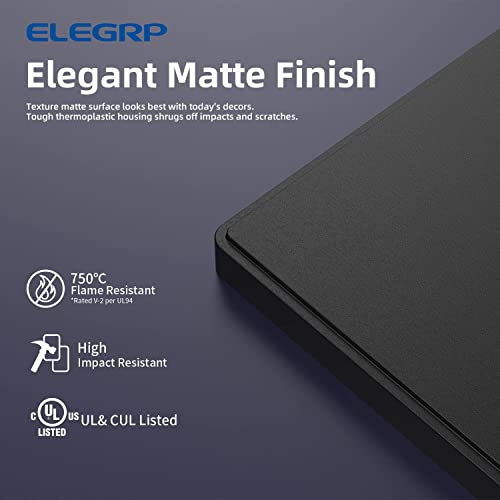 Image of ELEGRP 1-Gang Screwless Decorative Wall Plates, Mid-Size Unbreakable Thermoplastic Faceplate Cover for Decorator Receptacle Outlet Switch, UL Listed (10 Pack, Matte Black) wall plate