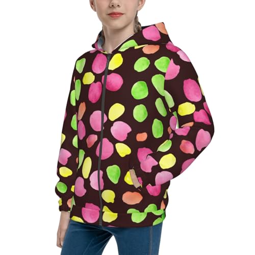 Watercolor Spots Kid Hoodies Boys Zip Up Sweatshirts Girls Pullover with Pocket
