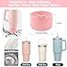 Hpebl Cup Accessories Set for Stanley,Including 2Pcs Cute Bow Straw Cover Caps 10mm Reusable Straw Toppers,1Pcs Silicone Boot Sleeve and 1Pcs Handle Charm for Stanley Tumbler 30&40oz,Pink
