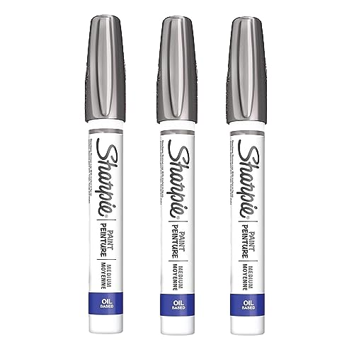 Sharpie Oil-Based Paint Marker, Medium Point, Metallic Silver Ink, Pack of 3