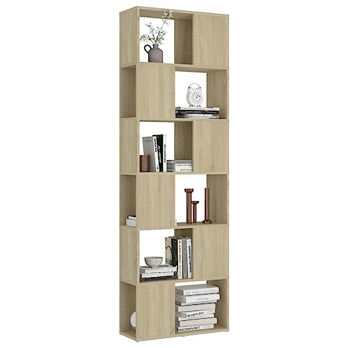 Estantería para libros roble Sonoma de 60 cm con 6 compartimentos de madera 6