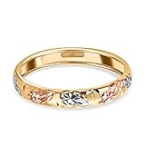 TJC ROYAL BALI COLLECTION Band Ring In 9ct Multi Coloured Gold for Women Size I