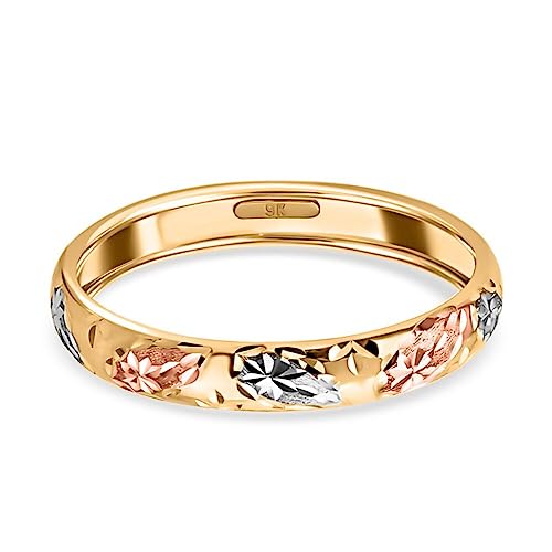 9ct Multi-Coloured Gold Band Ring for Women, Size N