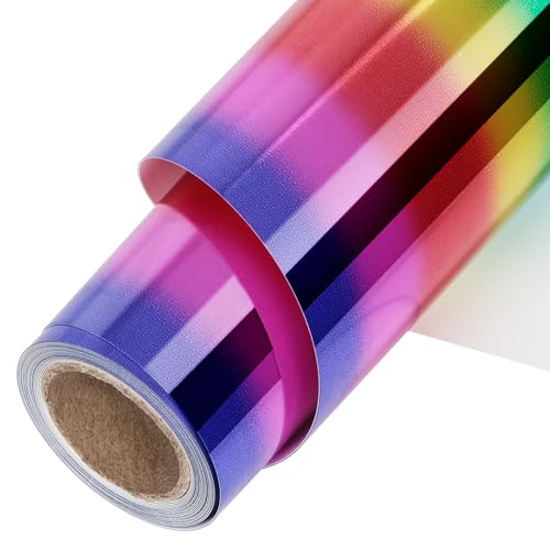 TORC Metallic HTV Heat Transfer Vinyl Roll 12 X 5FT Rainbow Iron on Vinyl for Shirts Compatible with Cricut or Silhouette Cameo Easy to Cut & Weed