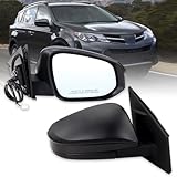 Lqito Right Passenger Side Door Mirror Compatible With 2013 2014 2015 Toyota RAV4 With Power Glass Manual Folding Black Replace#TO1321309 879100R070(3 Pins)