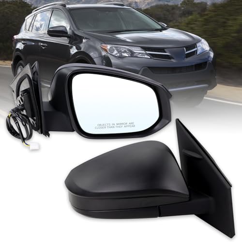 Lqito Right Passenger Side Door Mirror Compatible With 2013 2014 2015 Toyota RAV4 With Power Glass Manual Folding Black ReplaceTO1321309 879100R070(3 Pins)