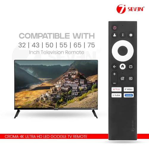 Image of 7SEVEN Compatible with Croma Google TV Remote Control Suitable for CREL043UGC024603 CREL065UGC024602 CREL055UGC333801 55UGC024601 Model 4K LED QLED FHD UHD HD Ready Television Without Voice Command