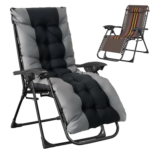 T-ZBDZ Tumbona Jardin Exterior, Tumbonas Plegable, Extra Ancho Silla Gravedad Cero Reclinable - Respaldo Ajustable, Silla con Cojín y Reposacabezas, para Playa, Piscina, Terraza, Marrón