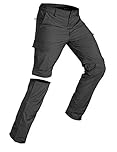 Wespornow Hiking-Walking-Trousers-Mens-Zip-Off Quick Dry Pants with 5 Pockets Convertible Stretch Lightweight Cargo Outdoor Waterproof Trousers for Work, Gardening, Fishing (Grey, Medium)