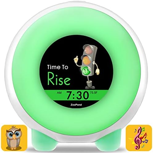 ZOOPOND - Full-Color Mobile Display Alarm Clock for Kids, Kids Alarm Clock, Kids Night Light, Ok to Wake Clock, Wake Up Light, Toddler Clock GRO Clock, Sound Machine Kids, 16 Cartoon Characters Z06A