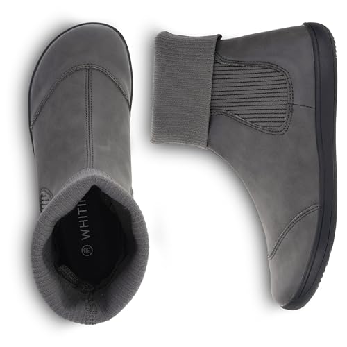 Image of WHITIN Women's Wide Barefoot Ankle Boots | Minimalist Chelsea Styles | Zero Drop | Stacked Sock-like Cuffs