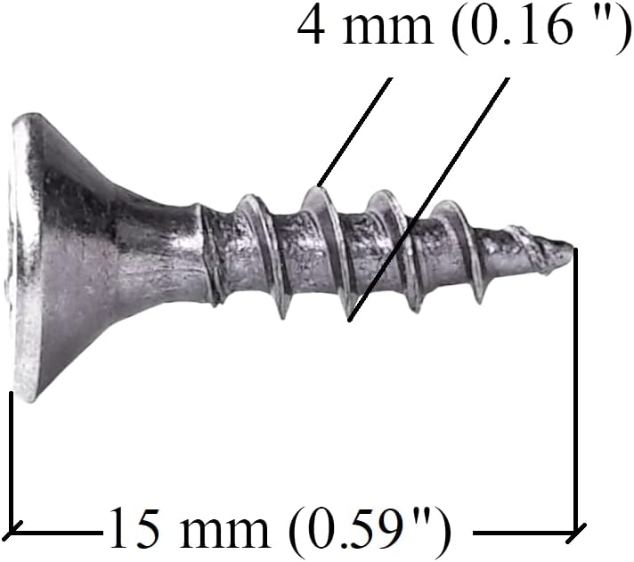 M4 Wood Screws Zinc Plated Long 0.5 inch (0.16" x 0.59") 4.0 x 15mm Box of 250pcs, Silver - Image 3