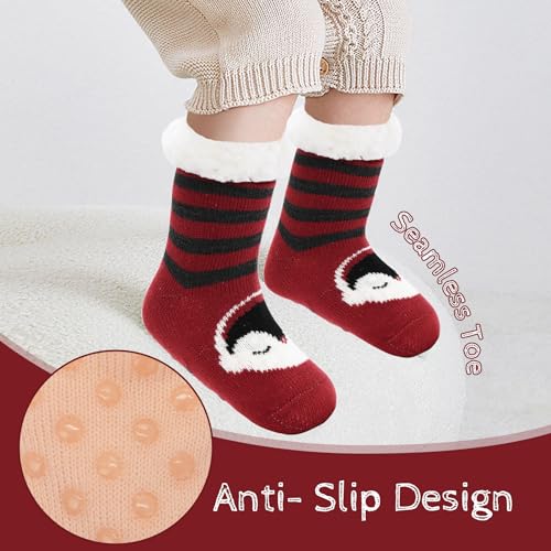 Zando Kids Fuzzy Socks with Grips Non Slip Toddler Slipper Socks Baby Christmas Socks Boys Girls Winter Warm Cozy Socks - Image 3